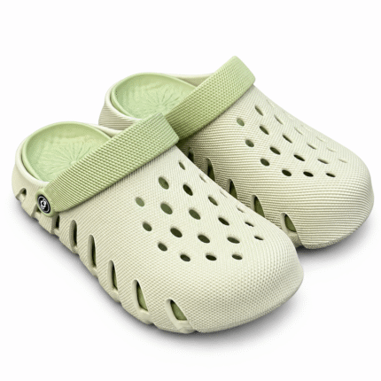 Beige and green 3D texture clogs, view 2