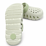 Beige and green 3D texture clogs, view 3
