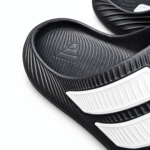 Black and white Adidas Purechill slides, view 2