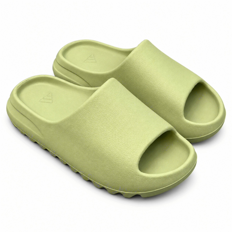 Yeezy Ys 01 light green slides – pair view